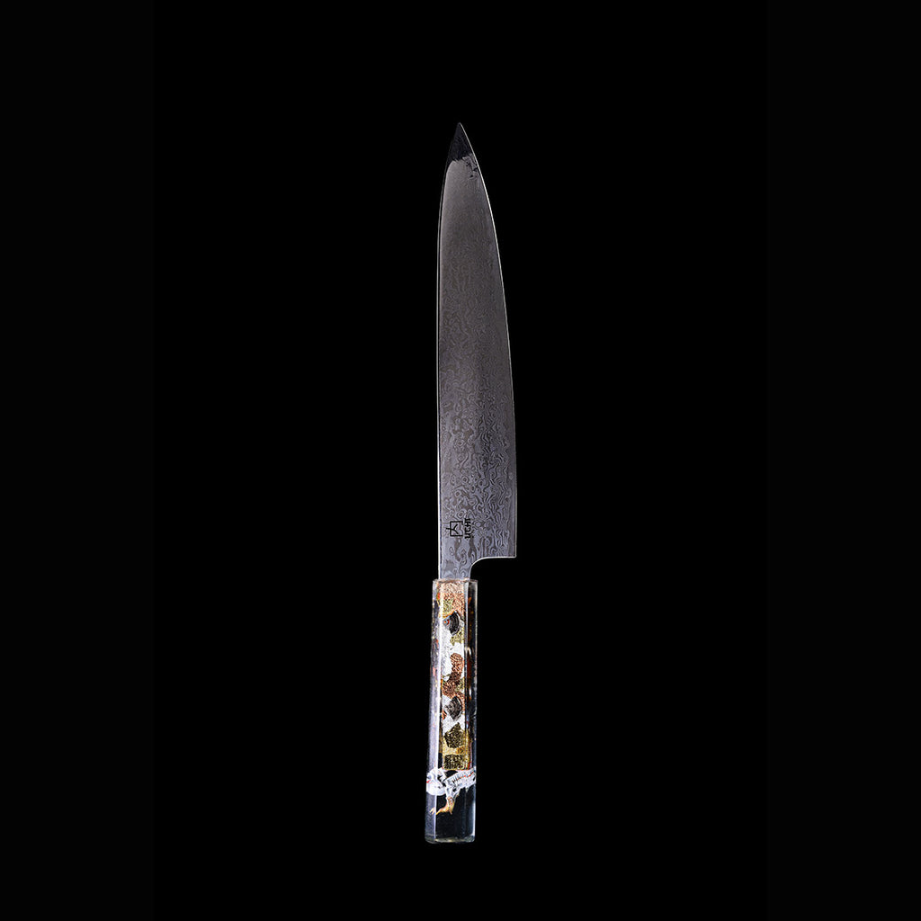 Golden Clockwork  -  Damascus Gyuto Chef Knife